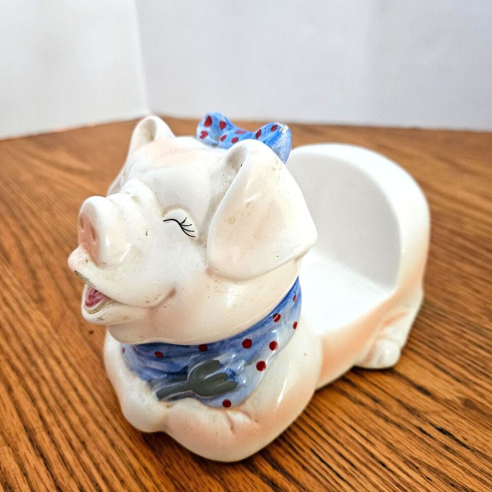 Ceramic Pig Napkin Holder Country Farmhouse Decor